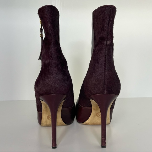 MICHAEL KORS Dawson Stiletto Ankle Boot Size 8 Burgundy Minimalist - Picture 9 of 13
